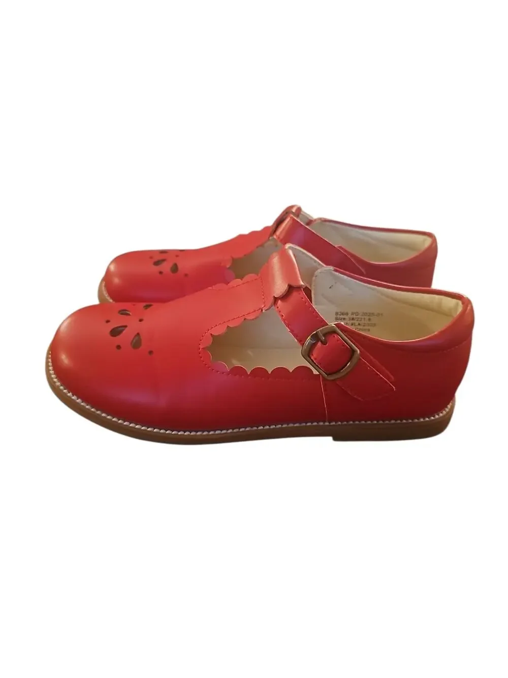 FELIX & FLORA Red Mary Jane Shoes Adjustable Strap Closure Soft Leather Size 3